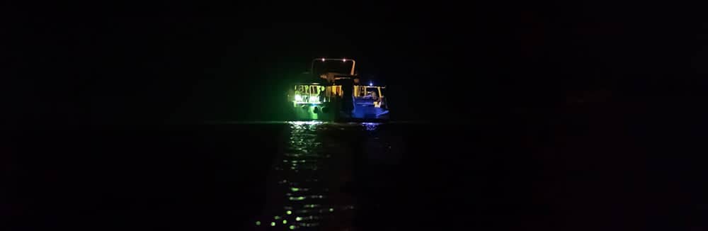 fishing boat at night