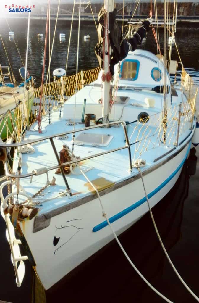 the hooker wooden sailboat 30 feet vertical