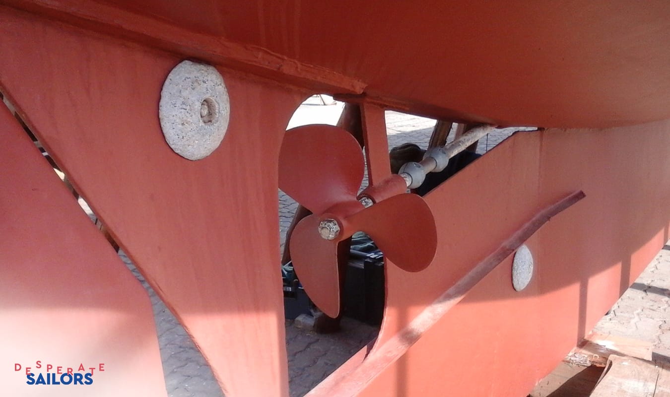 sacrificial anodes installed on the iron keel