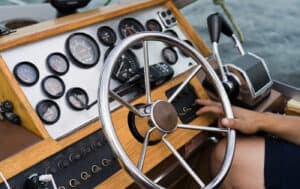 Captain At The Helm Of An Old Yacht, Dashboard.
