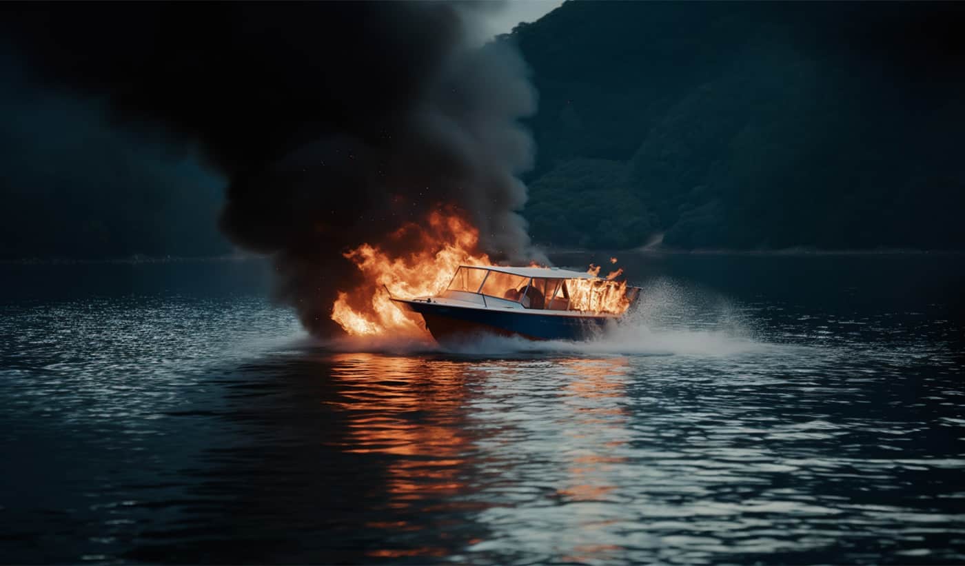 Fire Breaks Out In The Back Of Boat