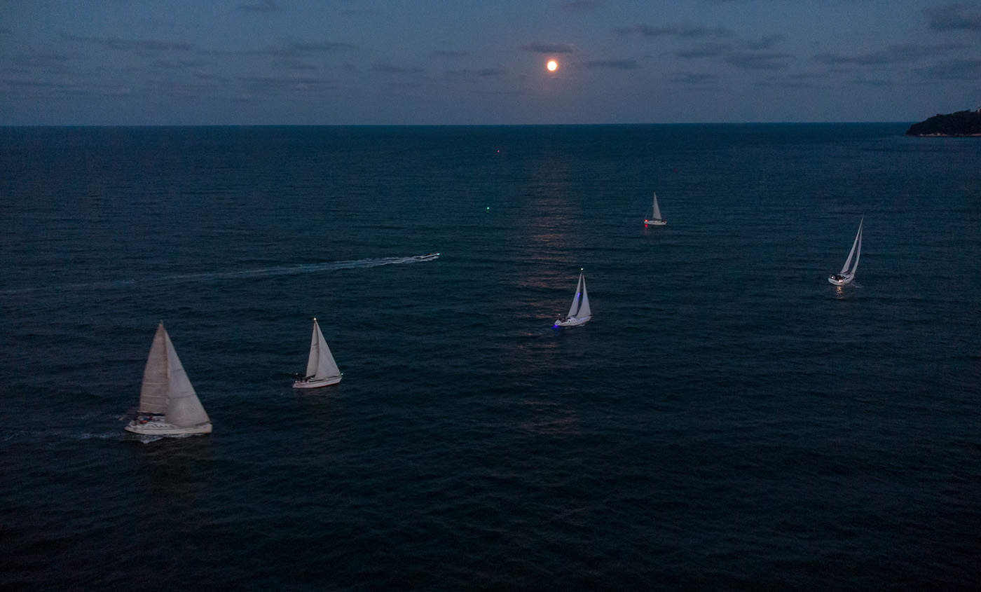 Single White Light On A Boat