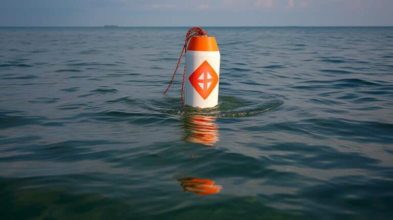 White Buoy With An Orange Crossed Diamond